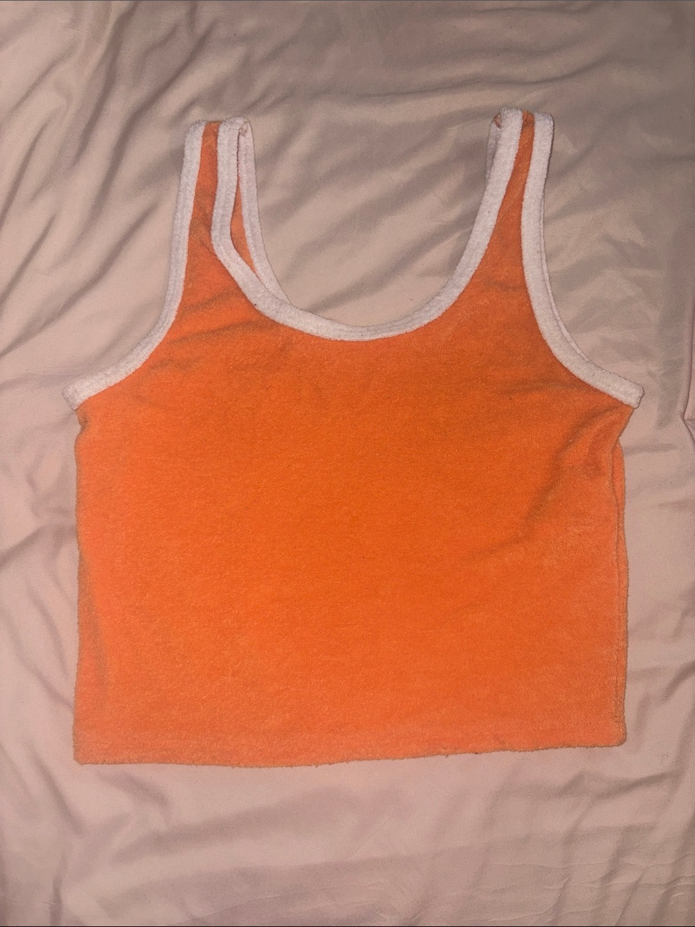 Hollister Orange Terry Crop Tank with White Trim